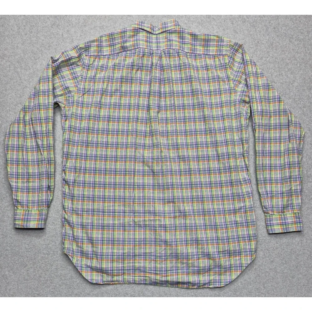 Polo Ralph Lauren Shirt Mens L Tall LT Classic Fit Plaid Long Sleeve Cotton